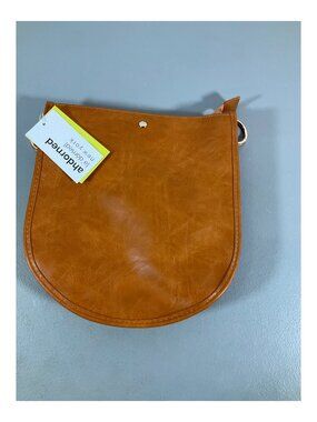 Ahdorned U-Shaped Messenger Bag in Camel with Dual Straps and Bonus Pouch - Faux